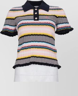 Casablanca chevron-knit polo top