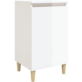 vidaXL Vidaxl - Mesita De Noche Madera Contrachapada Blanco Brillo 40x35x70 Cm