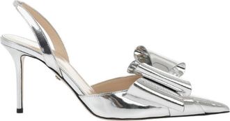 Mach & Mach Silver Leather Slingback Pumps