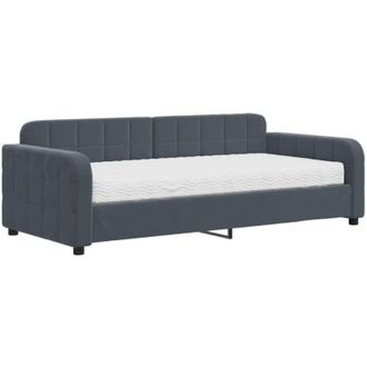 vidaXL Sof&aacute; Cama Con Colch&oacute;n Terciopelo Gris Oscuro 90x190 Cm Vidaxl