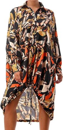 Highlight Company Butterfly Shirt Dress In Black Multi
