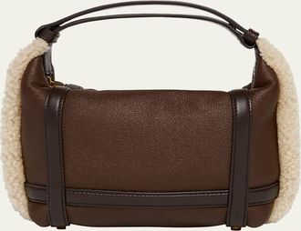 Bottega Veneta Wallace Mini Lamb Fur Top-Handle Bag