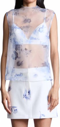Bcbgmaxazria Penelope Printed Top In Floral Toile Print Wedgewood