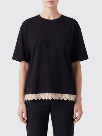 Liviana Conti T-shirt in cotone con inserti in pizzo sul fondo