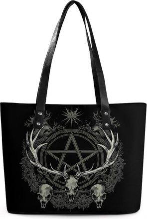 Generic Gothic Occult Satan Penta Symbol Skull Tote Bags for Women Cute Shoulder Purses Handbags