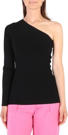 Victoria Beckham Ladies Black One Shoulder Ribbed Top, Brand Size 4 (X-Large))