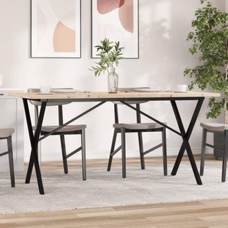 vidaXL Mesa De Comedor Marco X Madera Maciza Pino Acero 160x80x75,5 Cm Vidaxl