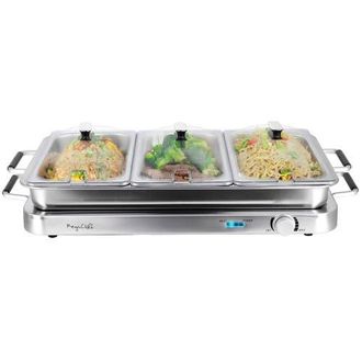 MegaChef 3-in-1 Electric Chaffing Buffet Server and Warming Tray with Triple 2.63 Quart Trays and 8.6 Quart Baking Pan in Grey at Nordstrom