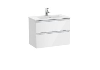 Roca Roca - Pack Unik Mueble Base Compacto De 2 Cajones + Lavabo The Gap Color: Blanco Brillo - Medidas: 705x380x537 Mm