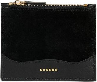 Sandro zip-top leather cardholder - Black