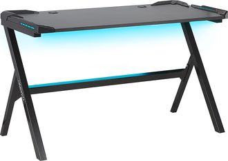 Beliani Beliani - Escritorio Para Jugadores Patas De Metal Mdf Negro Rectangular Altura Ajustable 120 X 60 Cm Con Luces Rgb Oficina En Casa Dise&ntilde;o Moderno Dan