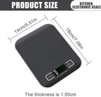 OEM Allecto Plus - B&aacute;scula De Cocina Digital De 10 Kg/1 G Con Pantalla Lcd Recargable Por Usb Y Funci&oacute;n De Tara