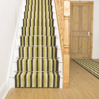 Runrug Stair Runner Carpet for Staircases - Soft & Comfy, 9mm - Broad in Green | Size: 70 cm x 480 cm