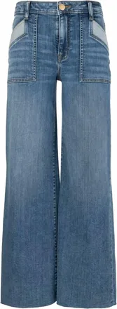 Kut from the Kloth Womens Maya Wide Leg Porkchop Pocket Jeans In Success Medium Base Wash