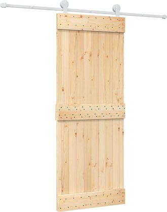 vidaXL Puerta Corredera 80 X 210 Cm Natural Y Blanco Vidaxl