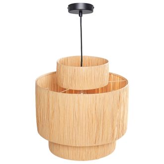 Beliani L&aacute;mpara Colgante De Rafia 3 Piezas Estilo Boho Color Natural Magech