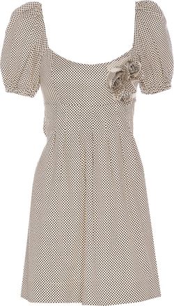 Elisabetta Franchi Embroidered Cotton Dress With Polka Dots And Roses