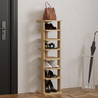 Dmora Sapatero Soddi, Mueble Zapatero 8 Pares, 8 Estantes, 7 Compartimentos, 30x30x110h Cm Roble Marr&oacute;n