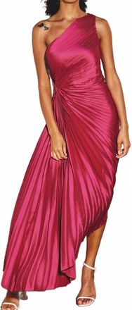 Dress Forum Olympia Asymmetric Pleated One Shoulder Dress In Viva Magenta