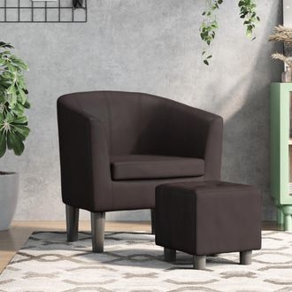 vidaXL Sill&oacute;n Con Taburete Cuero Sint&eacute;tico Marr&oacute;n Vidaxl