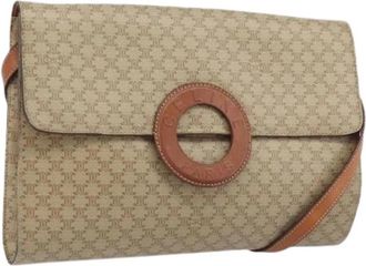 Celine Pre-owned Vintage Macadam Canvas Schoudertas - Dames - Vintage Schoudertas - Beige - ONE Size - Leer - Vintage
