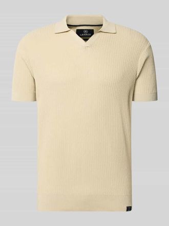 Lerros Slim Fit Strick-Poloshirt mit V-Ausschnitt in Beige, Gr&ouml;&szlig;e XXXL
