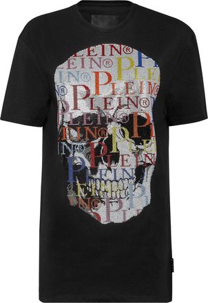 Philipp Plein T-shirt Round Neck SS Multicolor Skull with Crystals