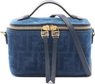 Fendi Pre-owned Fendi FF Embossed Denim Vanity Bag Ladies EWNFL4PD7SRN36RT