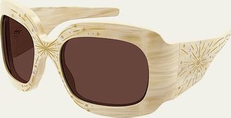 Gucci Star Crystal Acetate Wrap Butterfly Sunglasses