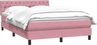 vidaXL Cama Box Spring Con Colch&oacute;n Terciopelo Rosa 140x220 Cm Vidaxl