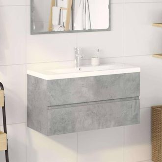 Berkfield Home Durable 2 Piece Bathroom Furniture Set Concrete Grey Engineered Wood