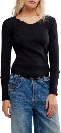 Free People Butterfly Thermal Top in Black at Nordstrom Rack, Size X-Small