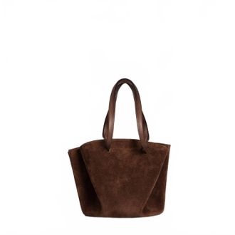 La DoubleJ Dalia Accordion Handheld Bag In Chocolate
