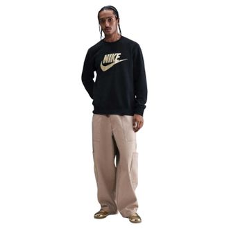 Nike Heren Sportswear Club Jersey Regular Sweatshirt met lange mouwen (Zwart/Goud)