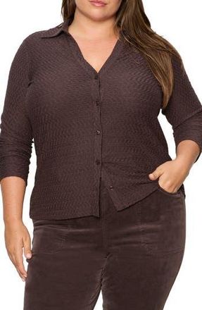 Sanctuary Dreamgirl Textured Knit Cardigan in Semi Sweet at Nordstrom Rack, Size 1X