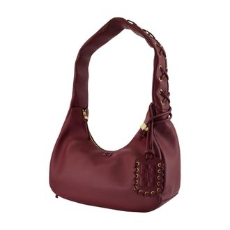 Ganni Womens Shoulder Bag Burgundy Leather
