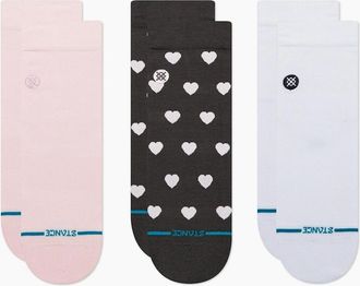 Stance Womens Stance Womens Hearts Lowrider 3 Pack No Show Socks - Pink - Size: 2.5/2/3.5/3