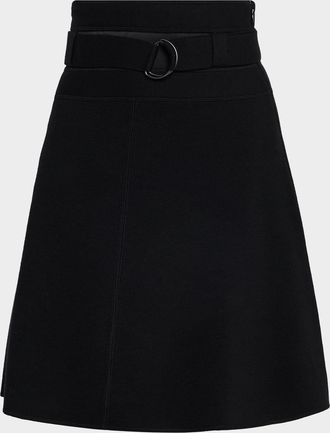 Akris Mila Belted Knit Mini Skirt