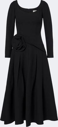 Roland Mouret Floral-appliqu&eacute; wool and silk midi dress