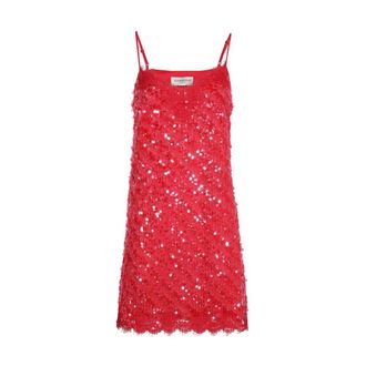 Ermanno Scervino Paillet Mini-Jurk met Geborduurde Golvende Zoom - Dames - Feestkleedjes - Roze - 3XS - Katoen - Kleedjes