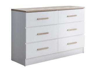 VENTE-UNIQUE.COM C&oacute;moda de 6 cajones - blanco y natural - skaidowordwrap{70}}