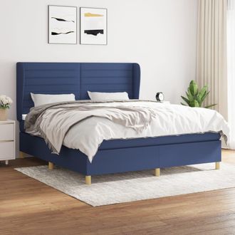vidaXL Cama Box Spring Con Colch&oacute;n Tela Azul 160x200 Cm Vidaxl