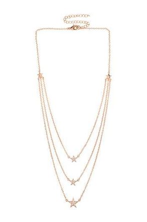 Kenneth Jay Lane 14K Rose Gold Plated 3 Layer Pave Star Necklace in Clear-Rose Gold at Nordstrom Rack