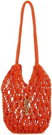 Saint Laurent Orange Crochet Bucket Bag