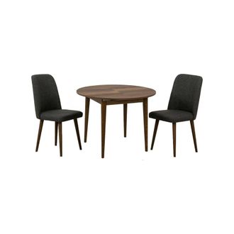 Dmora Dmora - Conjunto De Mesa Y Sillas Alcor, Juego De Comedor, Composici&oacute;n De Mesa Y Sillas, Kit De Sal&oacute;n Que Ahorra Espacio, 100x100h75 Cm, Nogal Y Antra