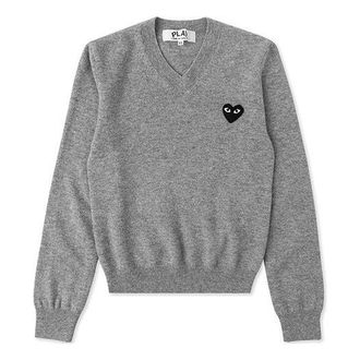 Comme Des Gar&ccedil;ons (WMNS) COMME des GARCONS PLAY V-Neck Pullover Black Heart Grey AZ-N017-051-2