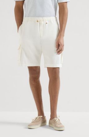 Brunello Cucinelli Gabardine Bermuda shorts in Snow at Nordstrom, Size 52 It