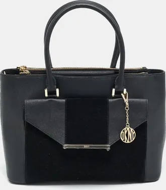 DKNY Dkny Bryant Park Black Saffiano Leather And Suede Tote