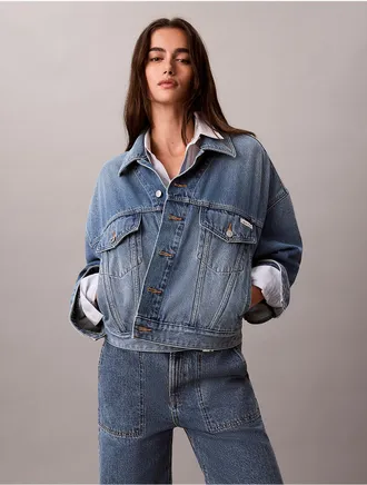 Calvin Klein Jeans Calvin Klein Womens Relaxed Trucker Denim Jacket - Blue - XL