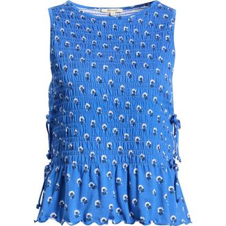 Madewell Side Tie Smocked Tank in Retro Blue at Nordstrom, Size Xx-Large